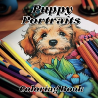 Book cover of Puppy Portraits coloring book