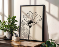 Minimal Poppy Line Art Print