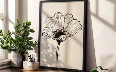 Minimal Poppy Line Art Print