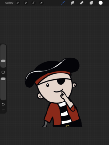 A screenshot of a procreate screen with a pirate illustration. 