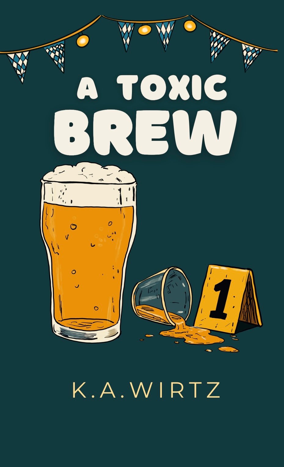 Beer, spilled drink, and evidence marker