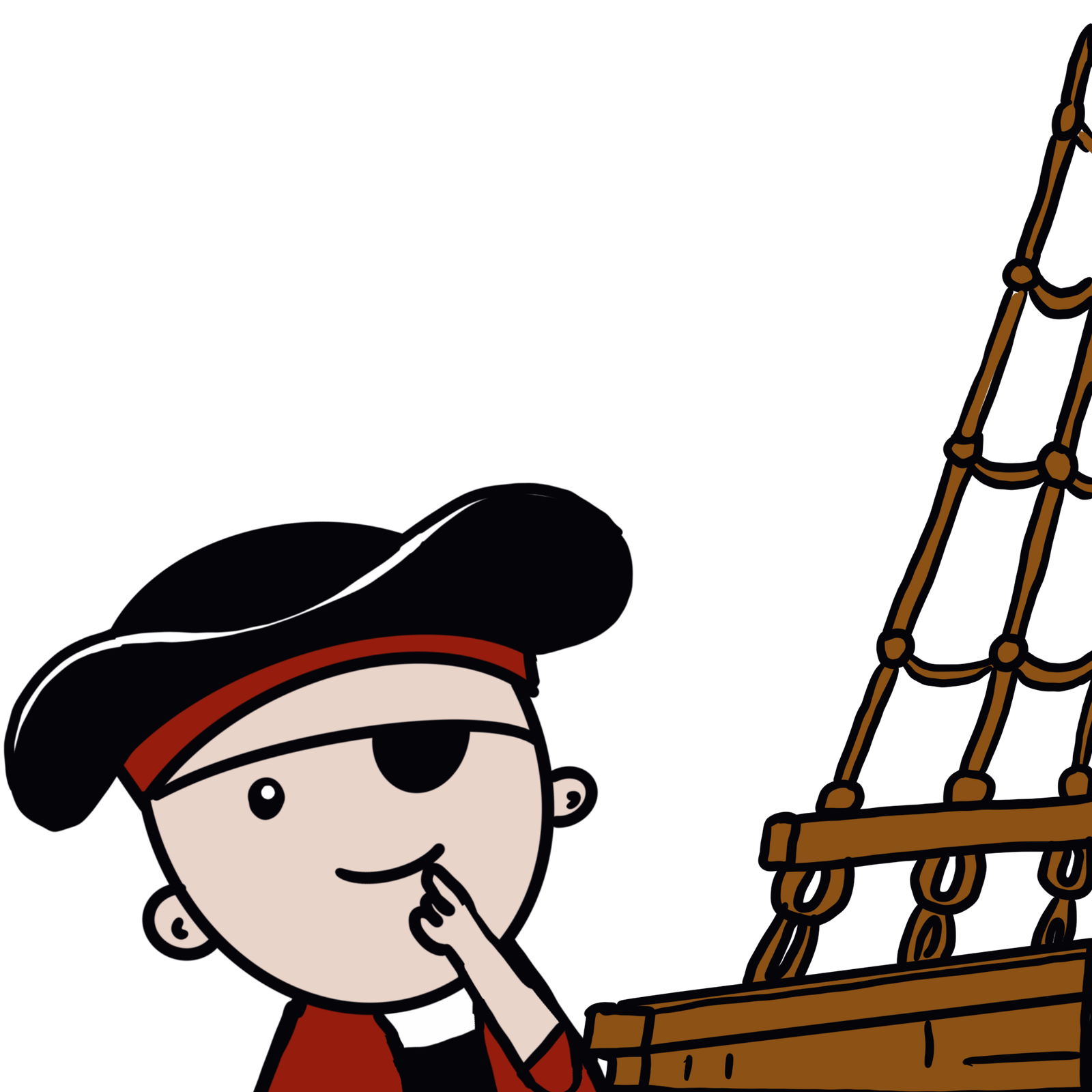 A young pirate is thinking from the children's book Where Do PIrates Poop?