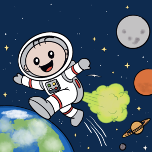 Gus farting to propel himself through space
