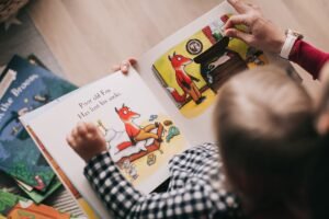 Child reading favorite picture book